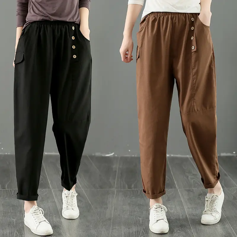 Women's Fashion Cotton Casual Cropped Pants