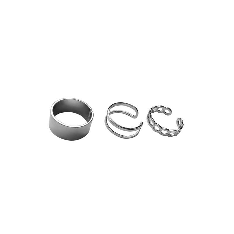 Twist Double Layered Titanium Steel Ring Set