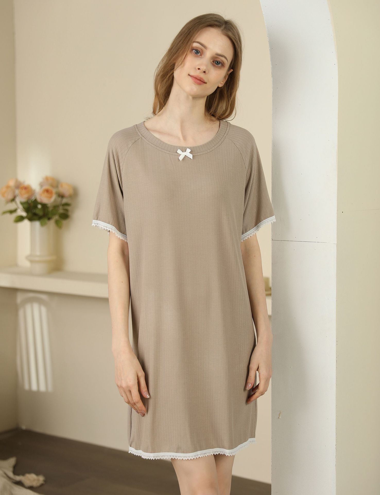 Title 3, Womens Round Neck Rayon Nightdress Short-sleev...