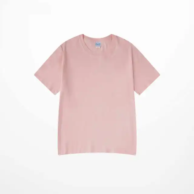 All match Pure Cotton Solid Color Loose Short Sleeves Light Pink - Shop at LoveMi