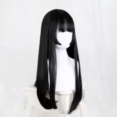 Women's Chemical Fibre Wig With Long Straight And Princess Cut Bangs - Natural Black - View 1