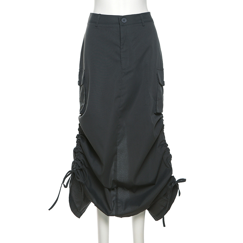 Women's Fashion High Waist Pleated High Waist Loose Half Skirt