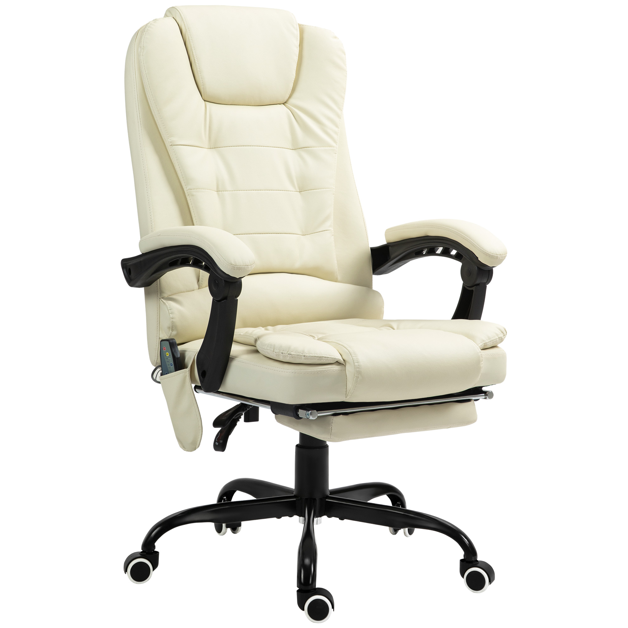 7 Point Vibrating Massage Office Chair High Back Massaging Office Desk Chair With Lumbar Support, Footrest, Cream White White - Shop at LoveMi