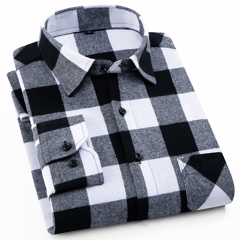 Title 2, Cotton Brushed Plaid Shirt For Men New Style Co...