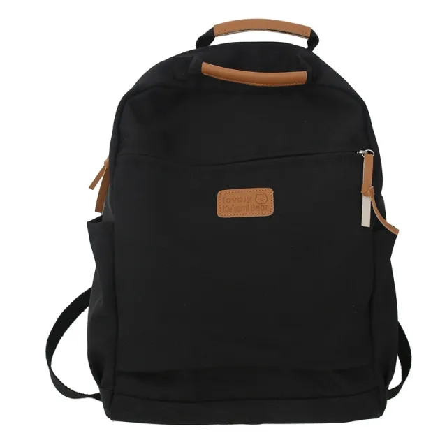 Korea Ins Simple Solid Color School Bag Female Black - Shop at LoveMi