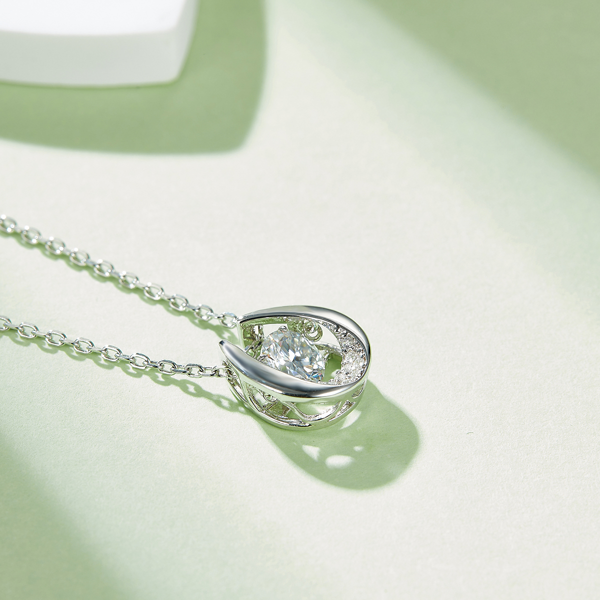 Collier Fer-à-Cheval Moissanite D VVS1 0,5ct Argent 925 Plaqué Platine 45cm