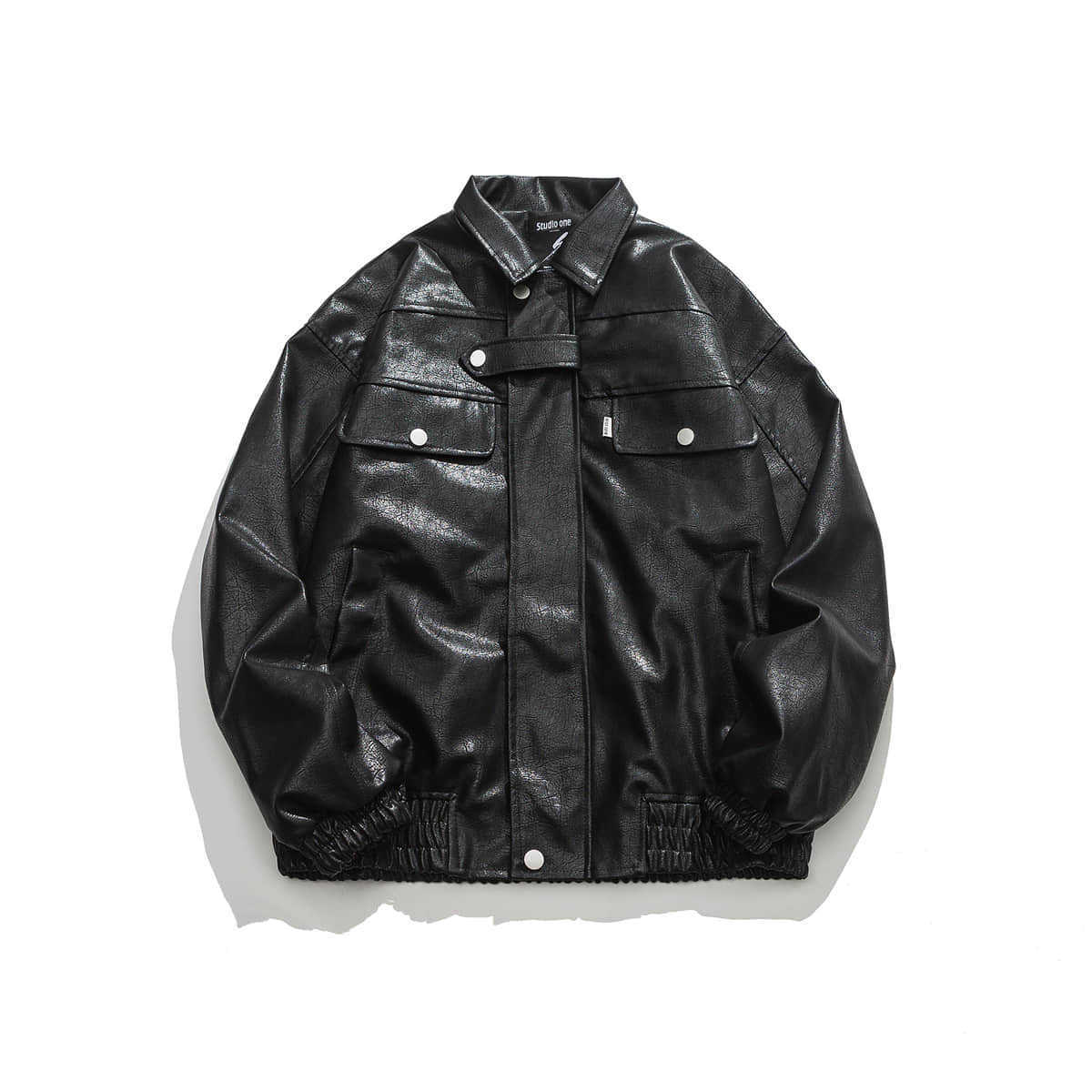 Pocket Vintage Leather Motorcycle Jacket - Image 3