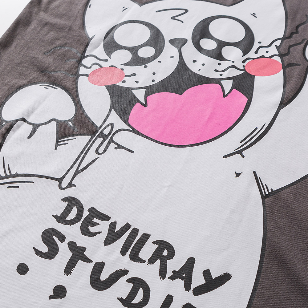 Cartoon Anime Loose Gray Casual Short Sleeves