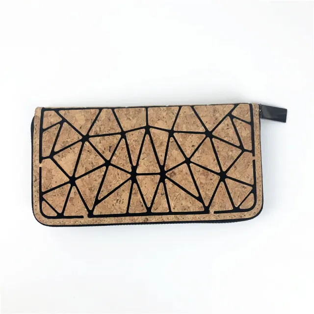 Eco friendly Cork Grain Multifunctional Fashion Waterproof 3 Fold Hand Wallet Long Money - Shop at LoveMi