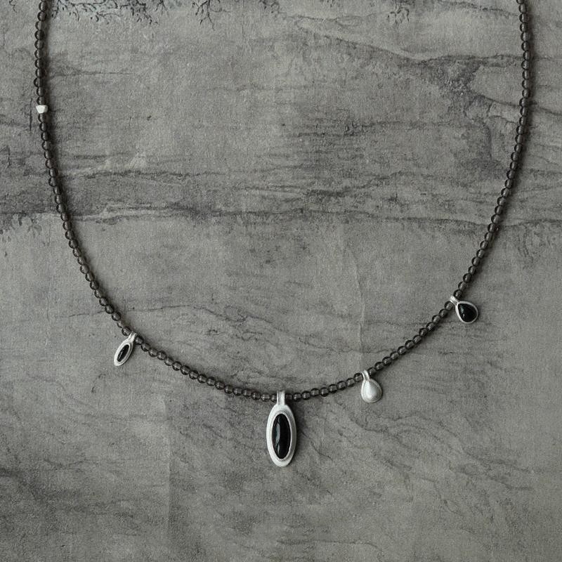Sterling Silver Citrine Stitching Pendant Necklace 925 Silver White Turquoise Original Design Clavicle Chain