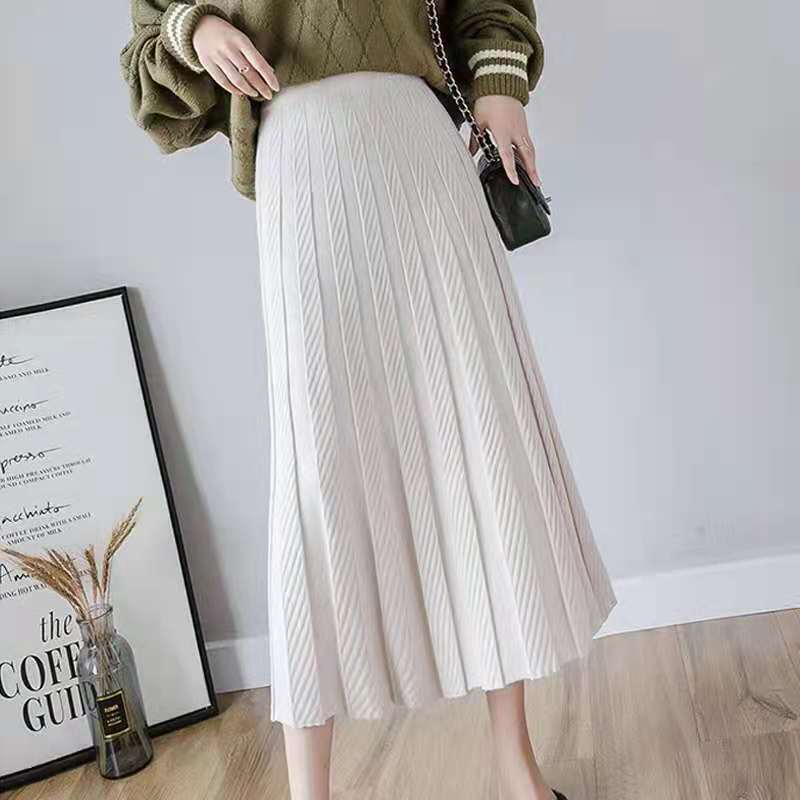 Pleated High-waist Core-spun Yarn Skirt