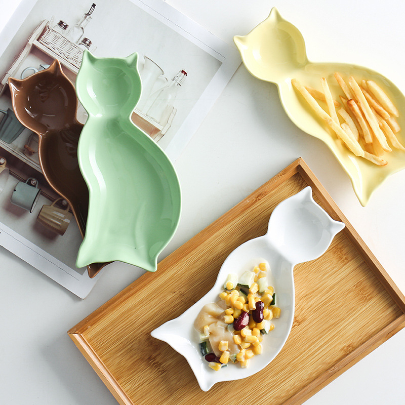 Creative Cartoon Kitten Cute Ceramic Snack Plate
