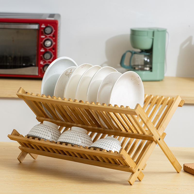 Title 5, Dish Rack Drain Rack Kitchen Double Bamboo Vent...