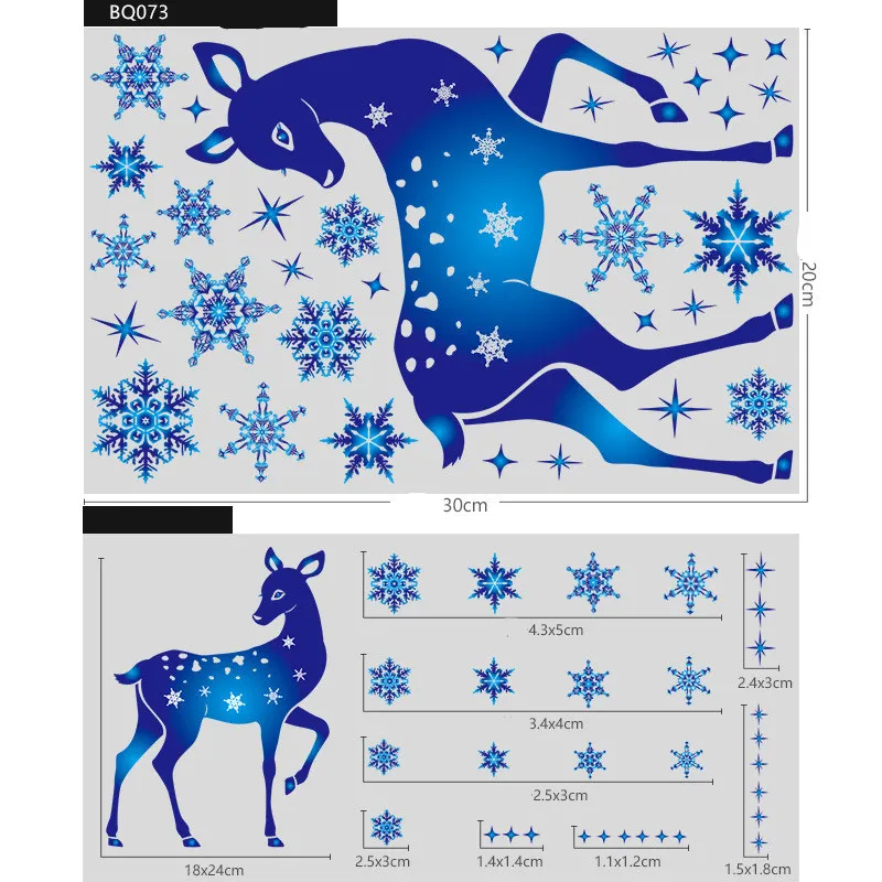 Christmas Elk Snowflake Sticker Decoration Glass Window Kids Room Christmas Wall Stickers Home Decals Decoration – image 4