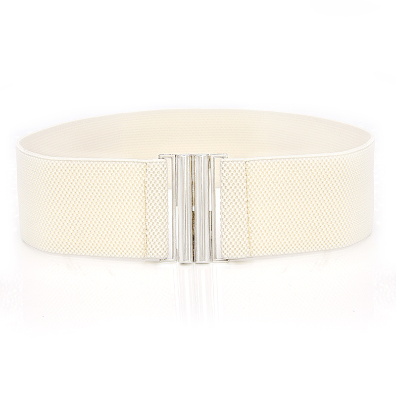 Title 5, Elastic Elastic Silver Buckle Wide Belt Decorat...