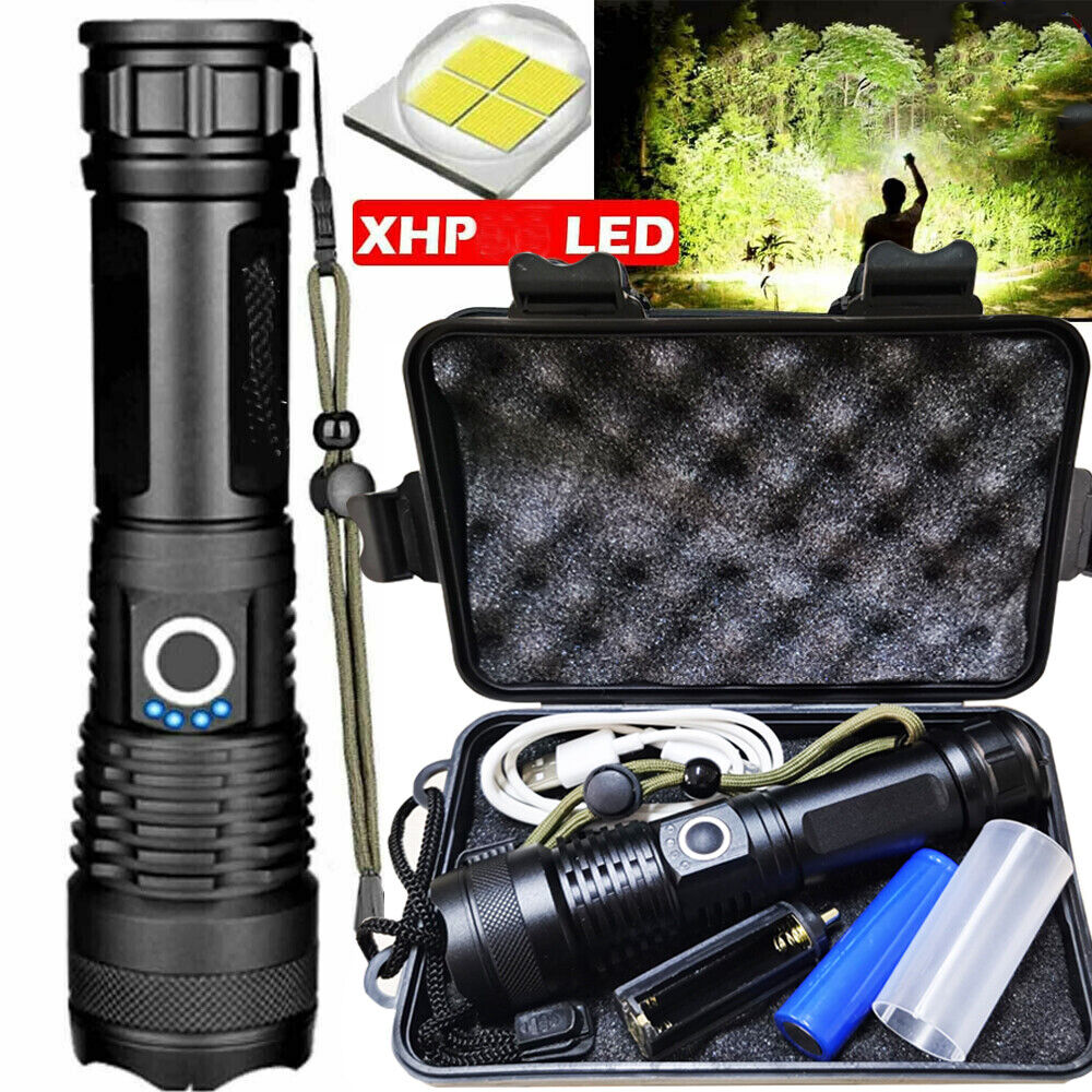 LED Flashlight Zoom Torch USB Rechargeable Super Bright Camping Lamp Work Light