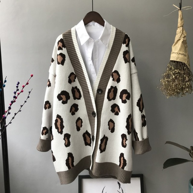 Knitted Leopard Sweater Women's Korean Version Thick