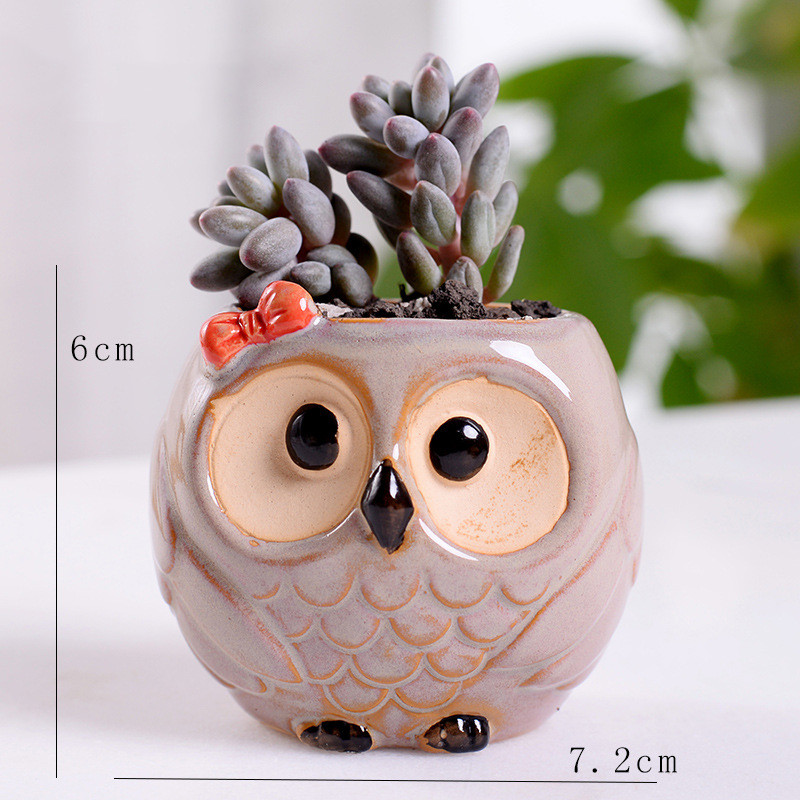 Stylish owl ceramic mini succulent planter