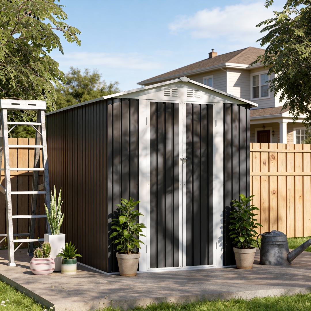 5FTx3FT Pent Roof Grey Outdoor Tool Bike Storage Garden Shed Tool House