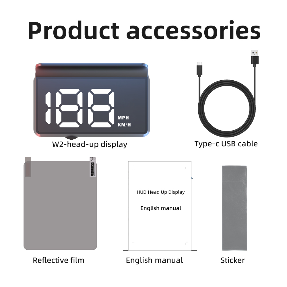 Car HUD Speedometer Windshield Projector With Sun Visor, Digital GPS Speed Display, USB Plug Play, Auto Brightness, Clear White Projection 10
