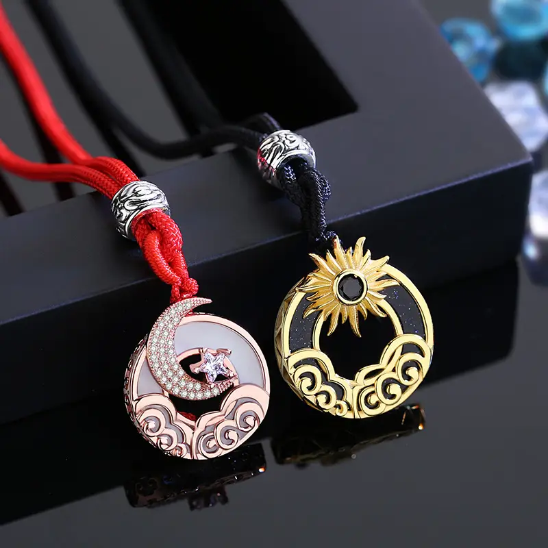 Couple Necklace Sterling Silver Pair Of Sun And Moon Clavicle Chain