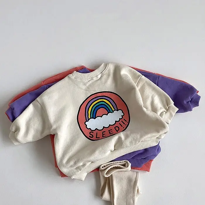 Baby Spring And Autumn Clothes Going Out Rainbow Sweater Leggings