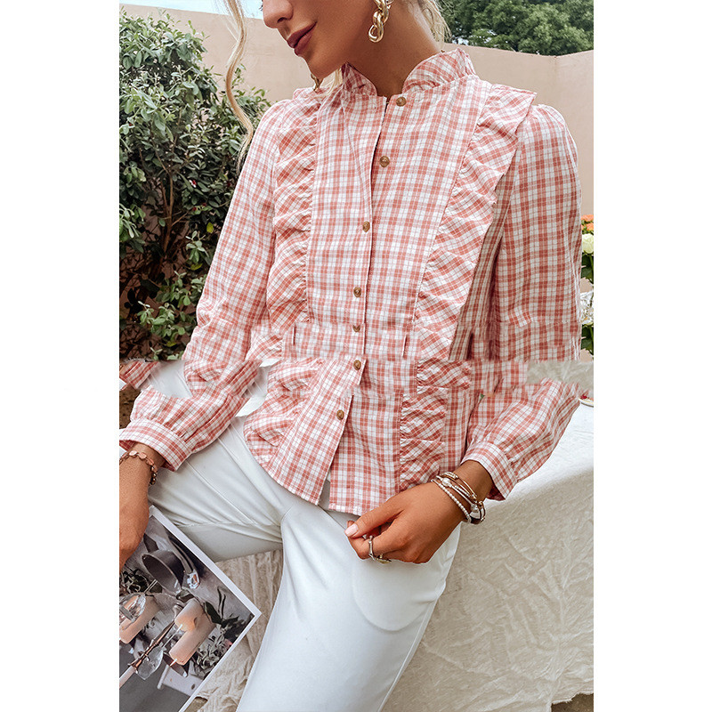 Autumn New  Ruffled Stitching Long-sleeved Top