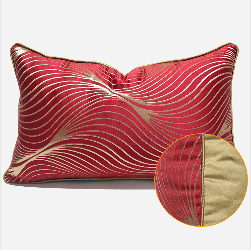 Title 5, Simple Modern Red Coffee Color Striped Pillow C...