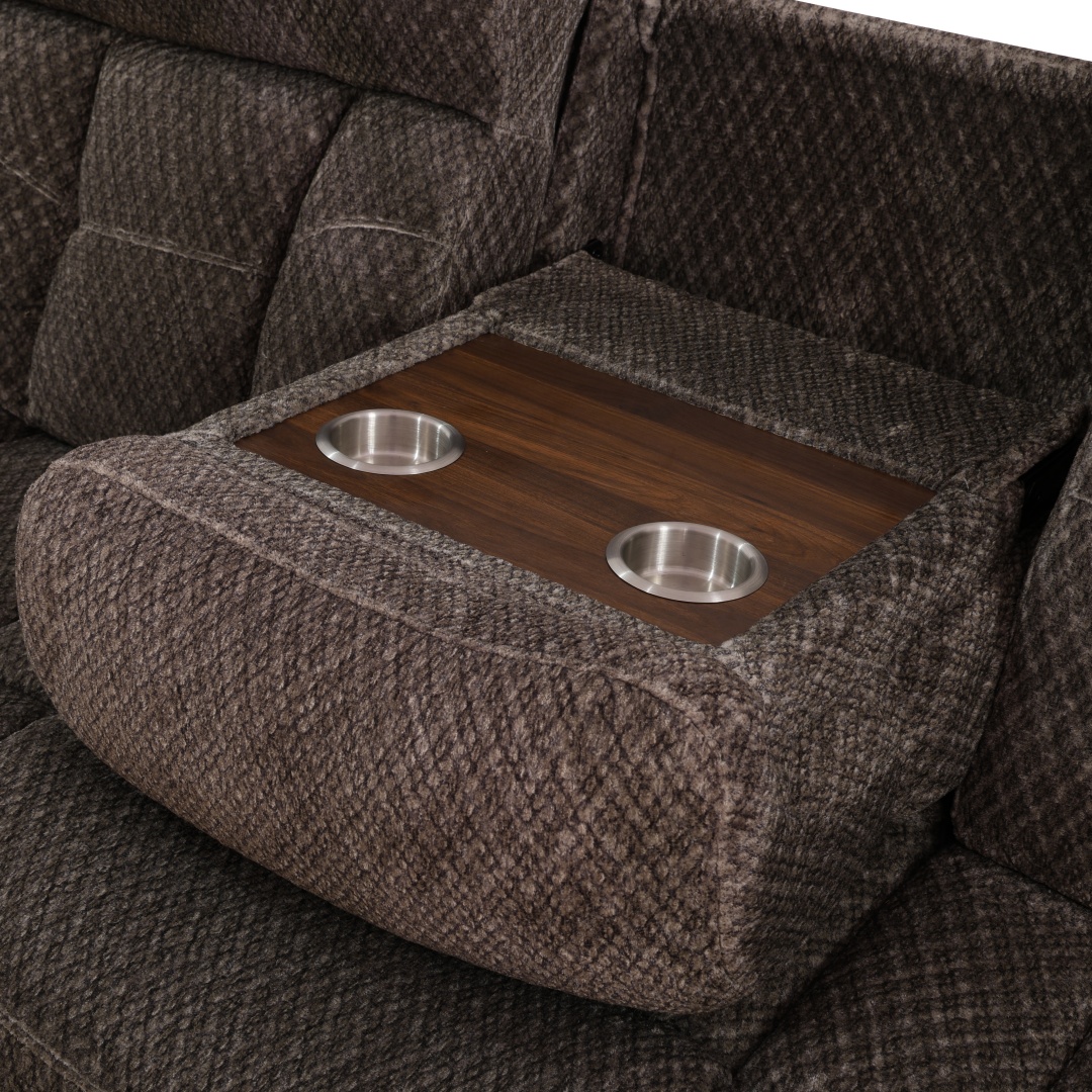 Pickup Only--Brown Cashmere Fleece Living Room Recliner Intelligent 3-Piece Sofa Set