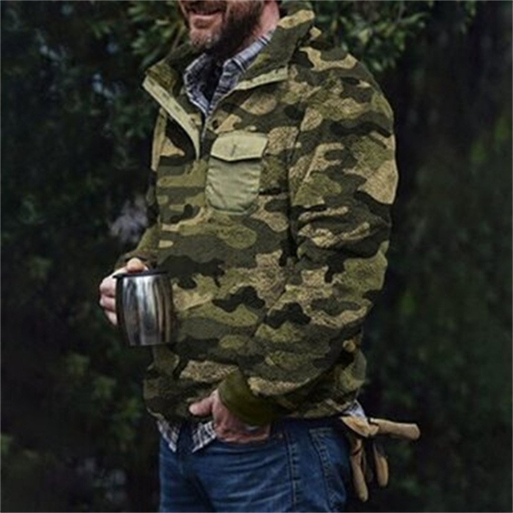 Autumn And Winter Casual Button Pocket Flannel Plush Men's Sweater