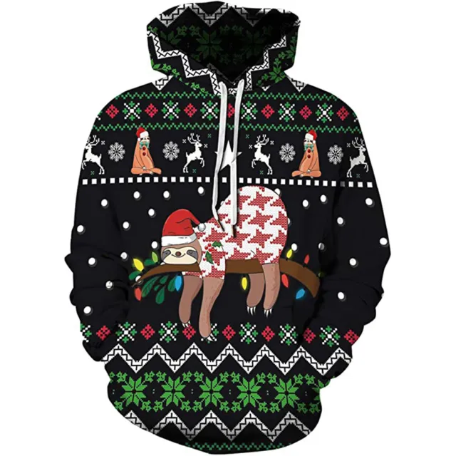 Christmas Print Long Sleeve Polyester Hoodie 6 Style Xl - Shop at LoveMi