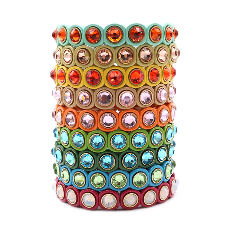 Alloy Spray Paint New Small Diamond Rainbow Bracelet