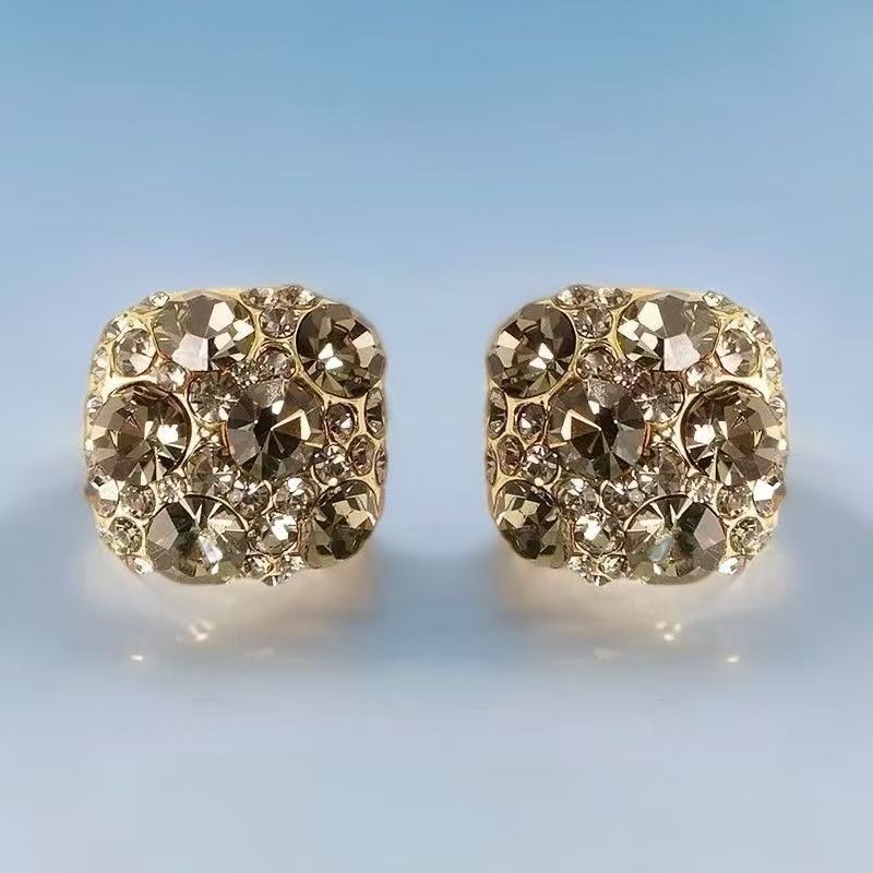 Boucles d'oreilles carrées argent pur S999 doré, luxe & raffinement femme