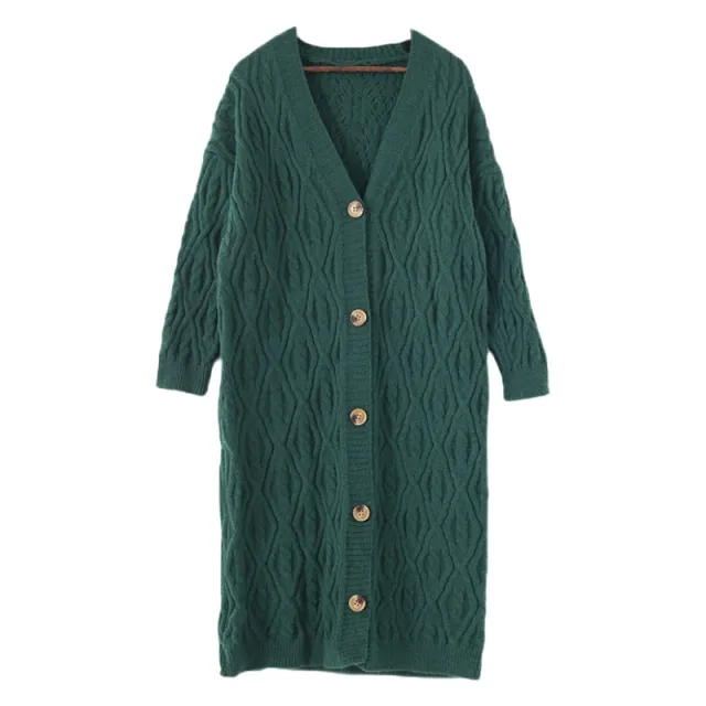 Autumn And Winter Women's Knitted Mid length Thick Lazy Twist Sweater Green - Shop at LoveMi