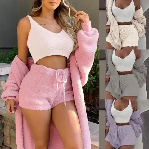 Winter Sexy Women Home Wear Suit Casual Pajamas Set