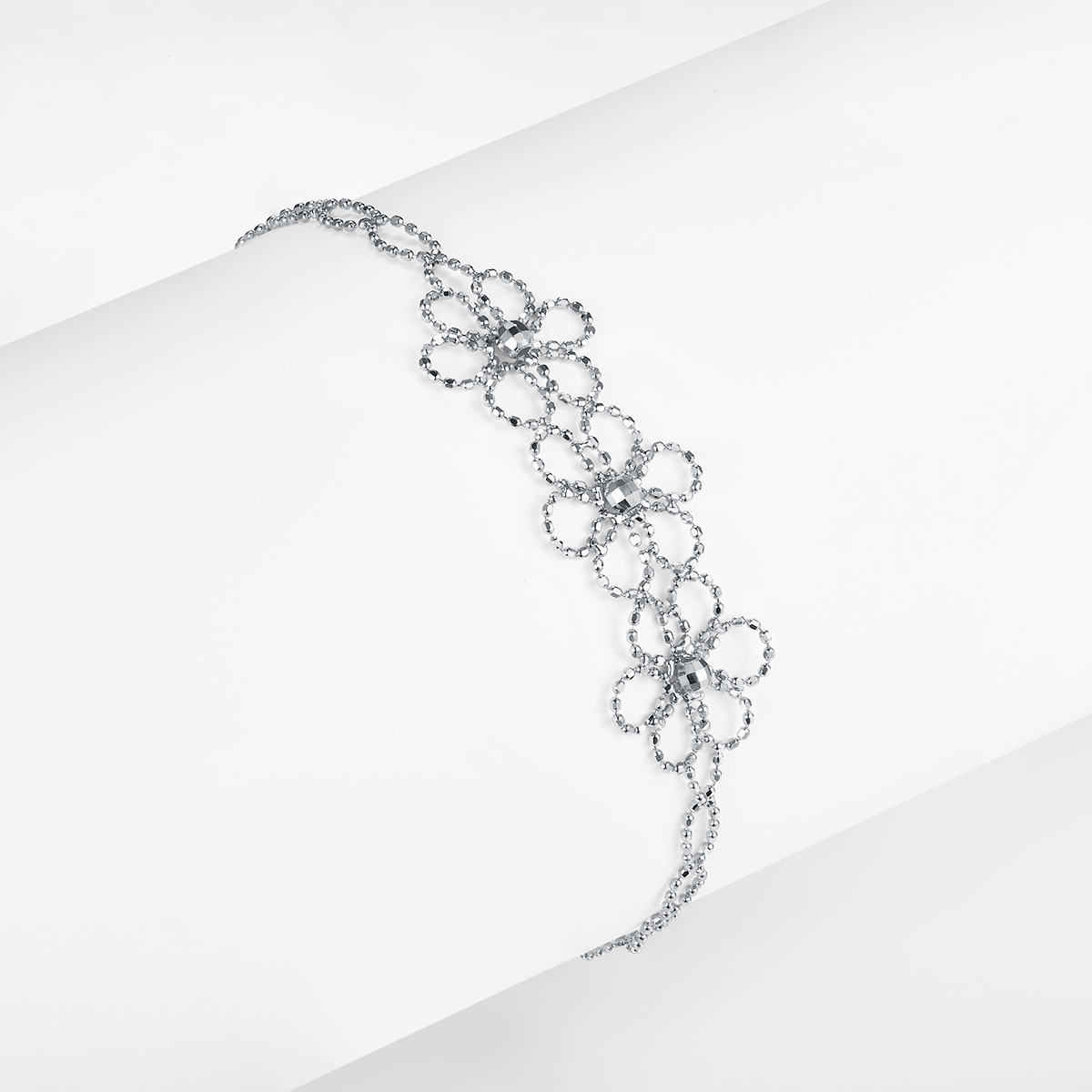 S925 Sterling Silver Hollow Flower Bracelet 20cm Adjustable 1.8g Lightweight 14mm Wide 3 Colors Platinum Plated Gift Box