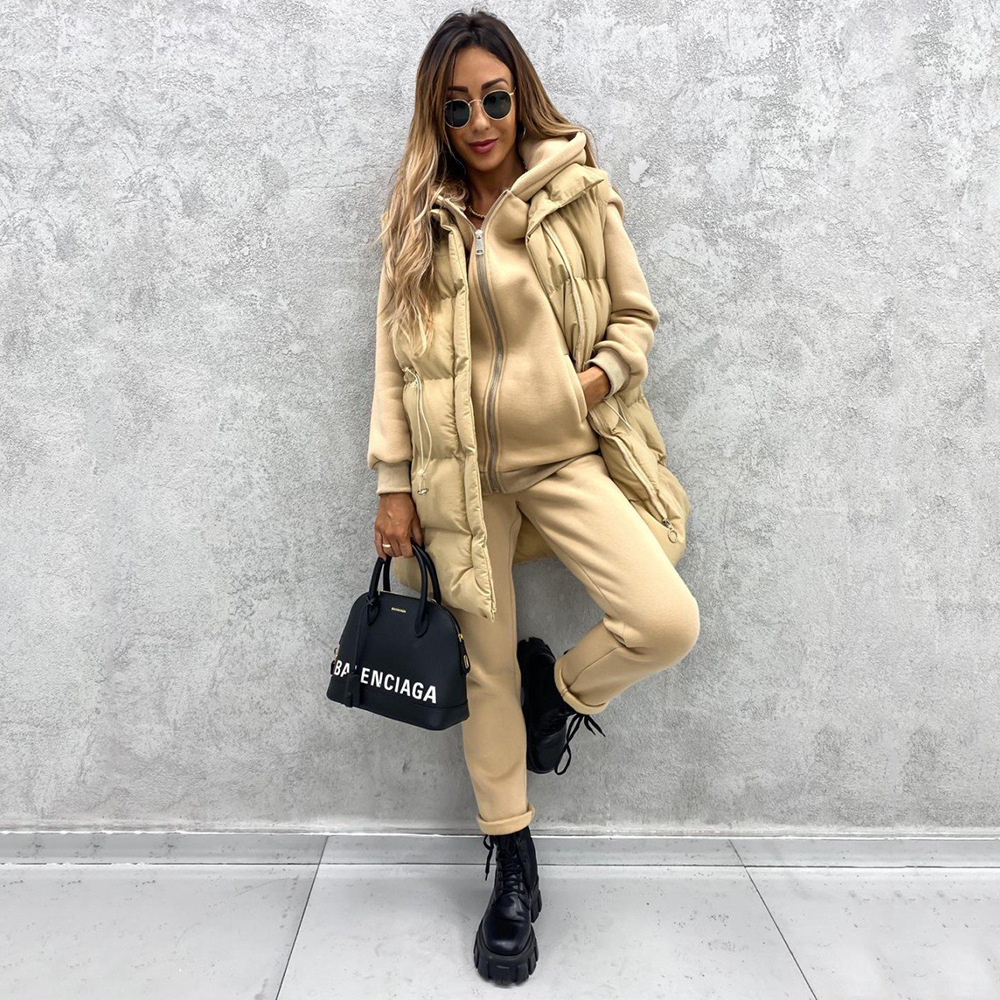 Women's Sleeveless Loose Pocket Zipper Cotton Vest