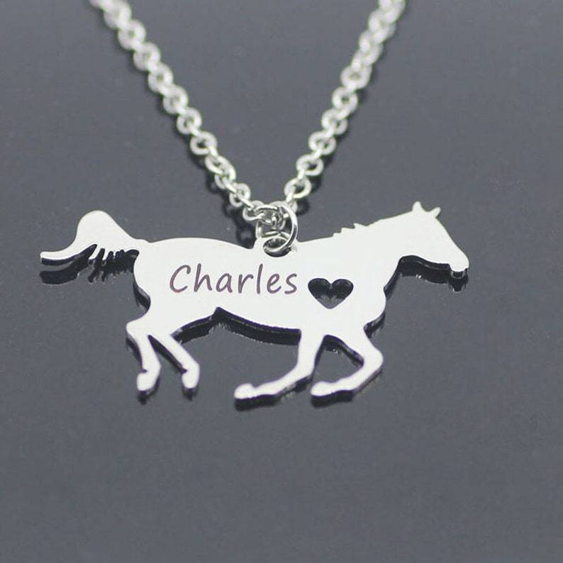 Stainless Steel Personalized Custom Name Horse Necklace