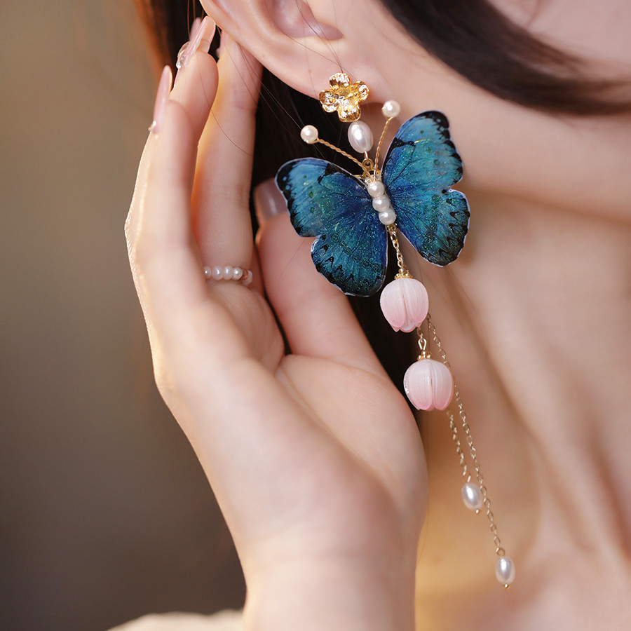 Women's Fashion Vintage Extra Long Tassel Butterfly Earrings