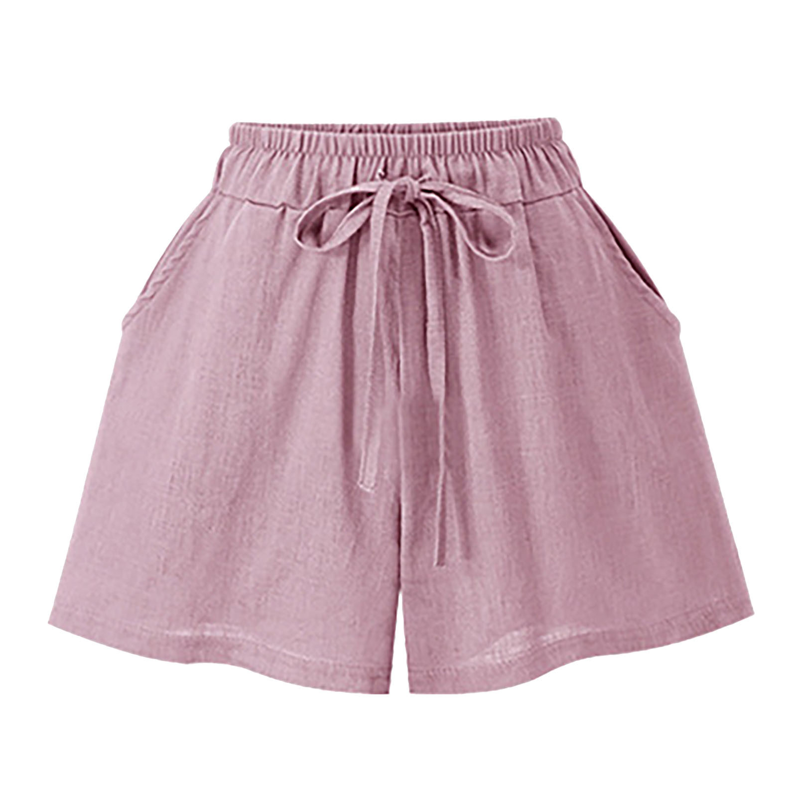 Plus Size Shorts Women's Summer Elastic Tight Waist Loose High Waist Wide Leg Casual Pants Pink - Shop at LoveMi