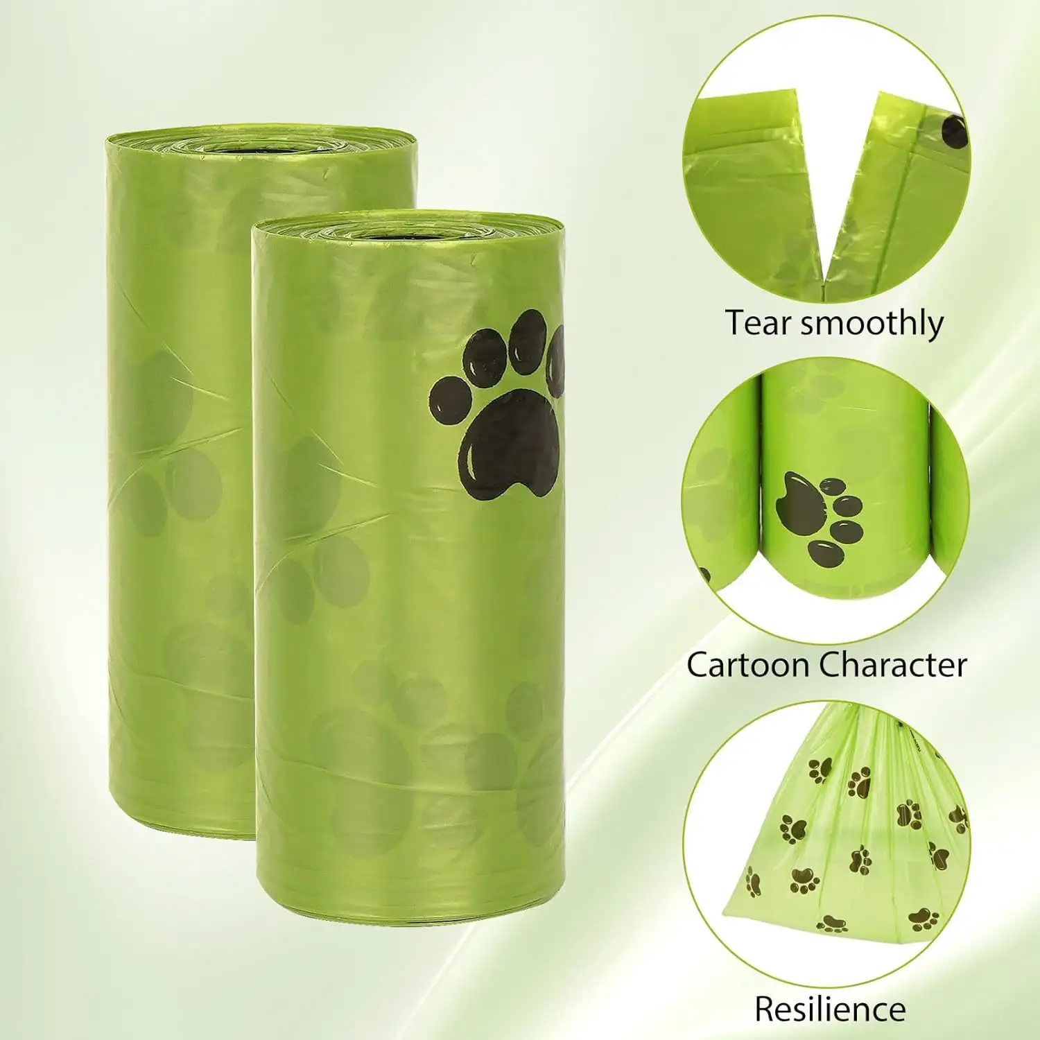 Biodegradable Dog Poop Bags Rolls 270 Count Scented, Leak Proof And Extra Thick Waste Bag Refill, Large Dog Bags For Poop Green Eco-Friendly Oxobiodegradable W