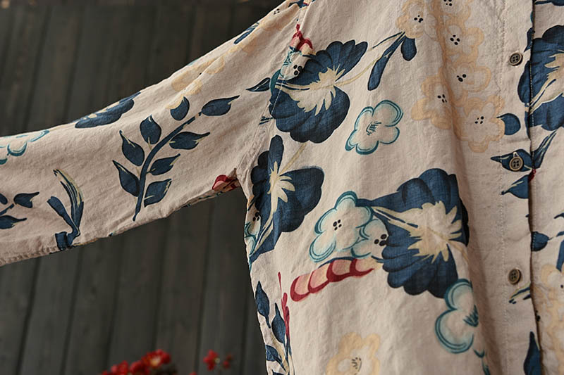 New Oversize Loose Artistic Vintage Floral Shirt