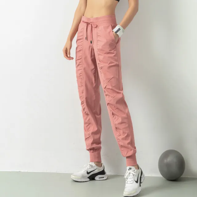 Ladies Quick drying Loose Drawstring Sports High Waist Casual Pants Pink - Shop at LoveMi