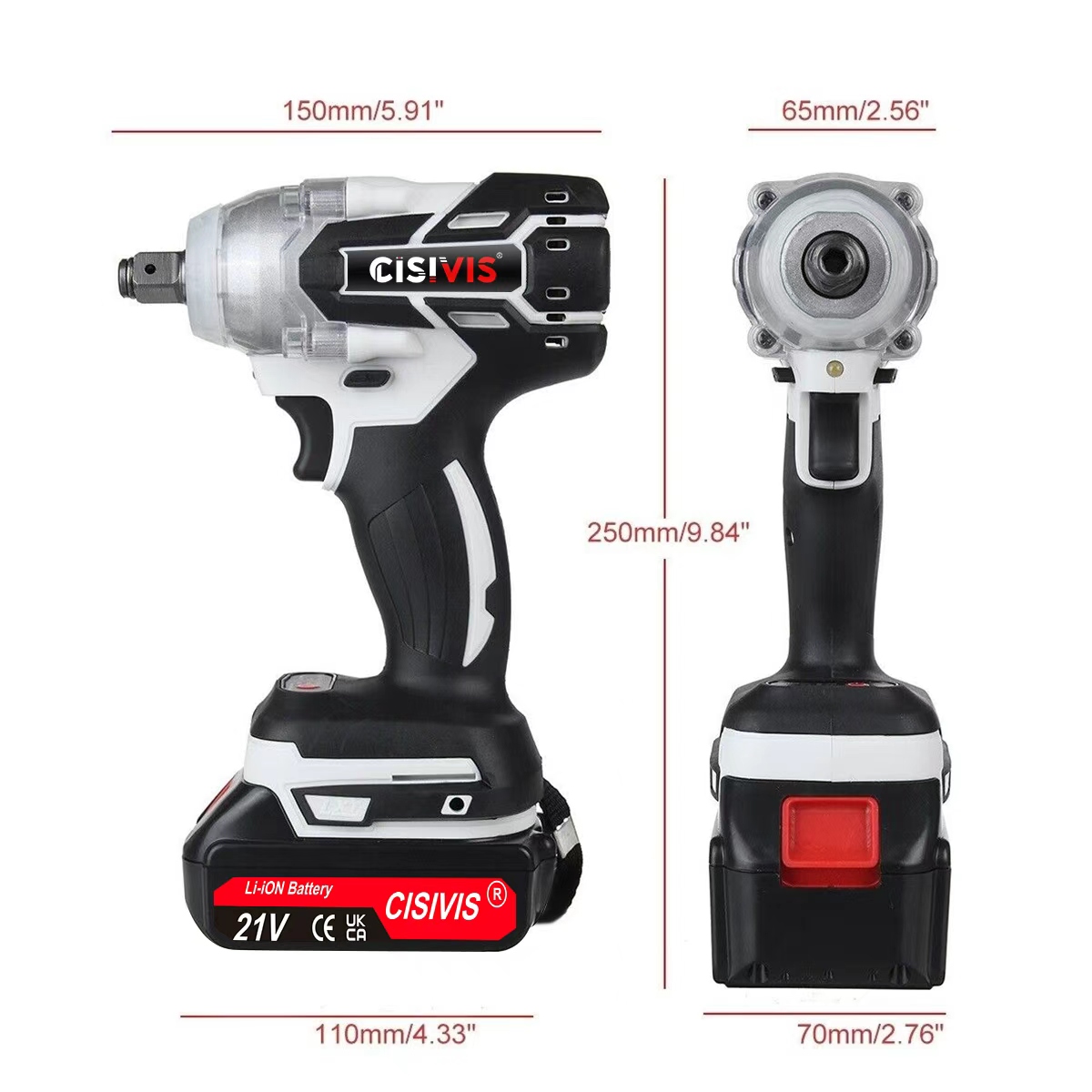 1OOO Nm Brushless Cordless Electric Impact Wrench Gun Ratchet Driver W Battery