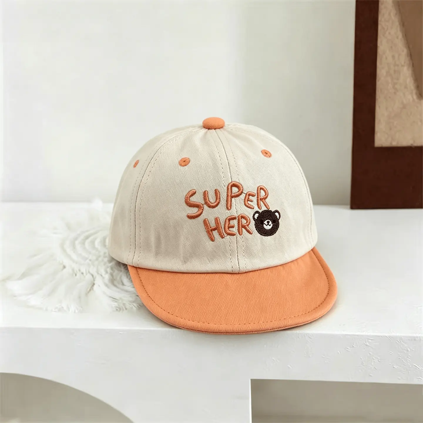 Summer Baby-style Multi-color Letter-stitched Bear-shaped Decorative Baseball