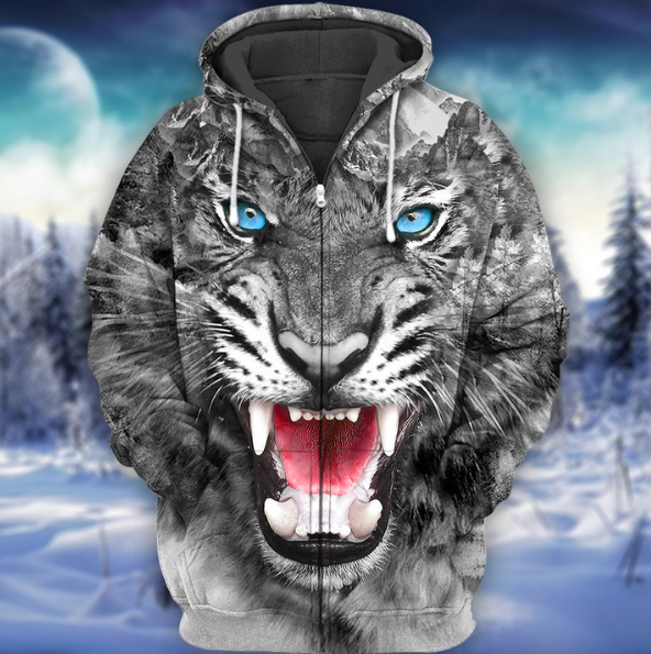 Men's Printed Hooded Casual Sweater