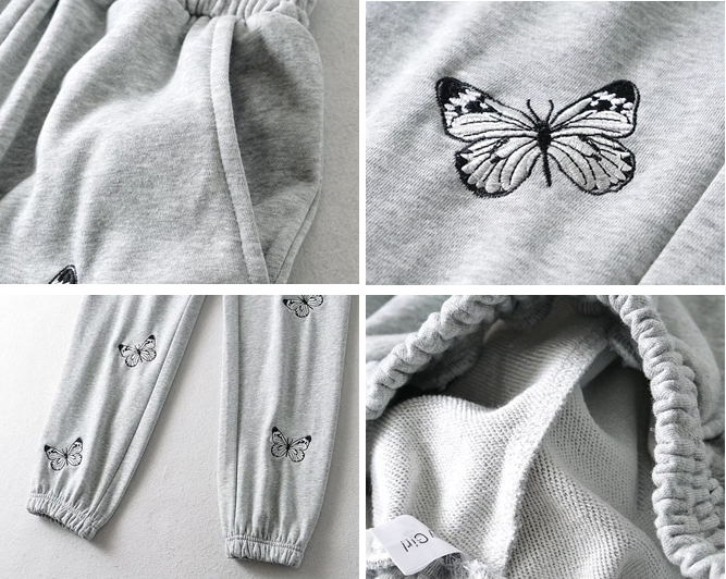 Title 7, New Butterfly Embroidery Sweatpants Women