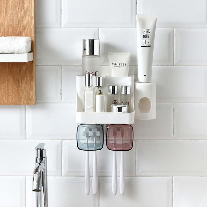 Toothbrush Holder Bathroom Shelving Hole-free Suction Wall
