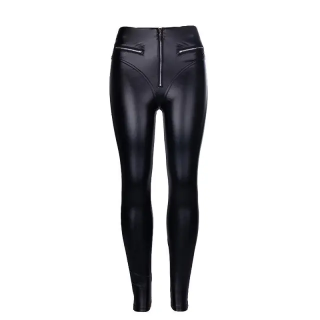 Dark Peach Buttocks Pu Tight High Waist Leather Pants Women Black - Shop at LoveMi