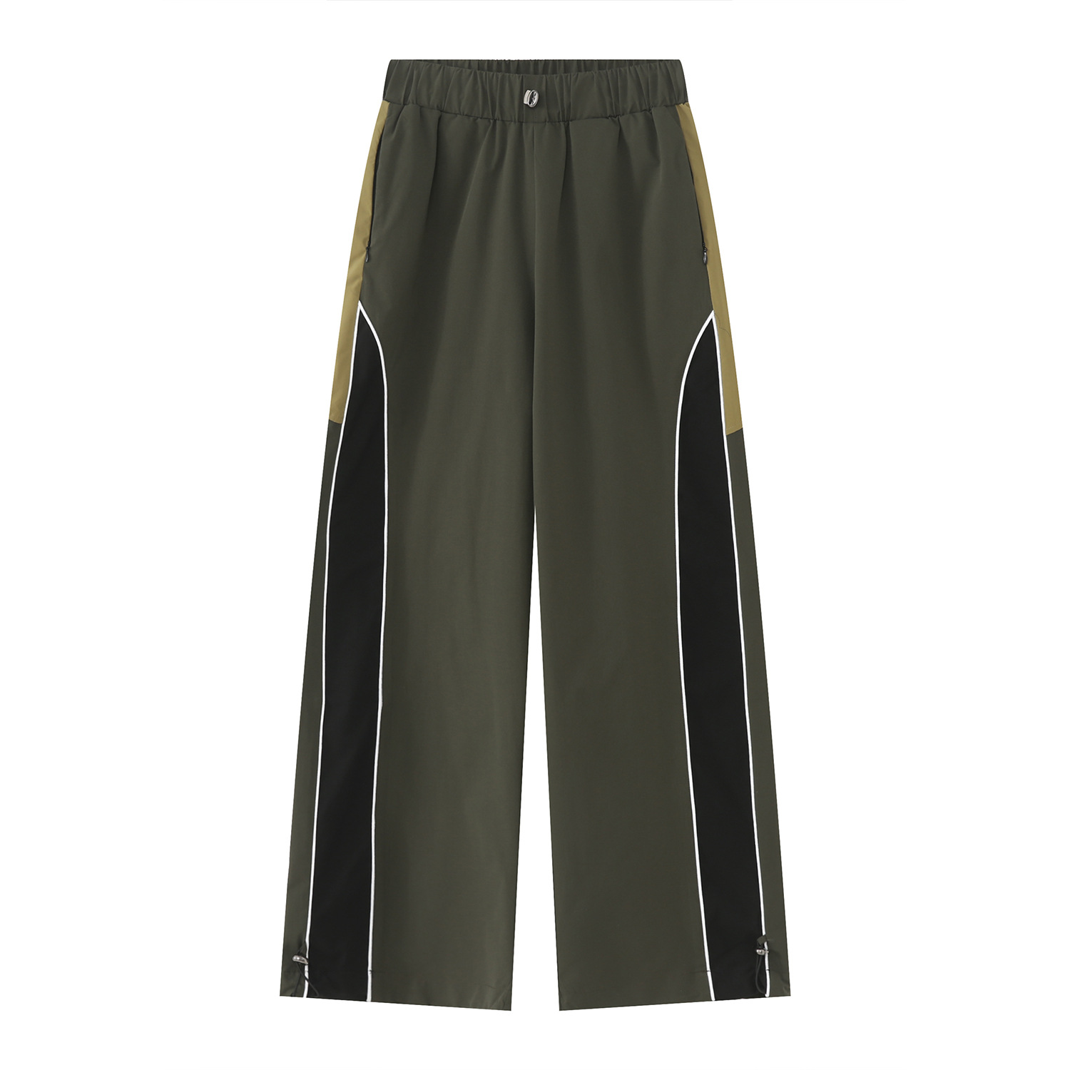 Patchwork Contrast Color Korean Style Loose Wide Leg Elastic Waist Casual Sports Pants